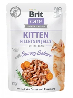 Brit Care Вологий корм (шматочки в желе) з риба лосось для кошенят