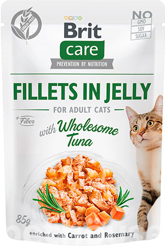 Brit Care Вологий корм (шматочки в желе) з риба тунець для котів