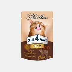 Club 4 Paws Вологий корм (шматочки в желе) з яловичиною для котів