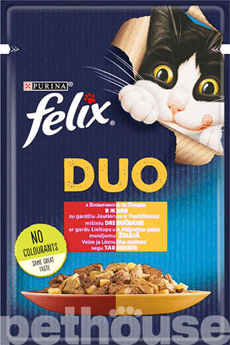 Felix Вологий корм (шматочки в желе) з м'ясо птиці яловичина для котів