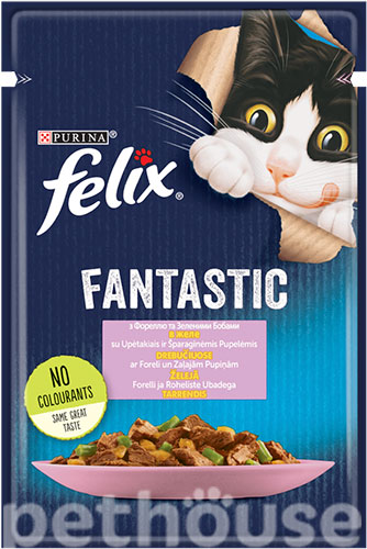 Felix Вологий корм (шматочки в желе) з риба форель для котів