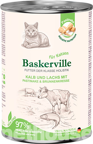 Baskerville Корм з м'ясо та м'ясні субпродукти риба телятина лосось для дорослих котів