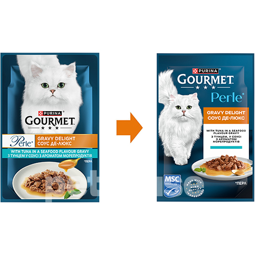 Gourmet Вологий корм (шматочки в соусі) з м'ясо та м'ясні субпродукти риба тунець для котів
