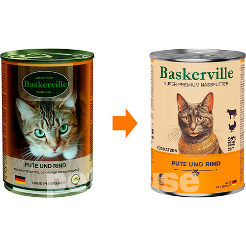 Baskerville Корм з м'ясо та м'ясні субпродукти індичка яловичина для котів