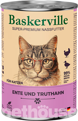 Baskerville Корм з качка м'ясо та м'ясні субпродукти індичка для котів