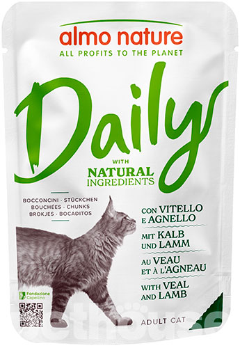 Almo Nature Вологий корм (шматочки в желе) з м'ясо та м'ясні субпродукти ягня телятина для котів