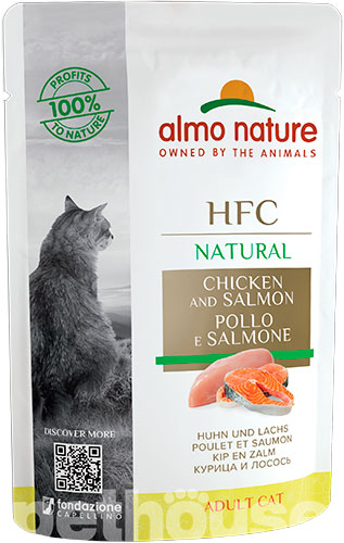 Almo Nature Вологий корм (шматочки в желе) з курка м'ясо та м'ясні субпродукти риба лосось для котів