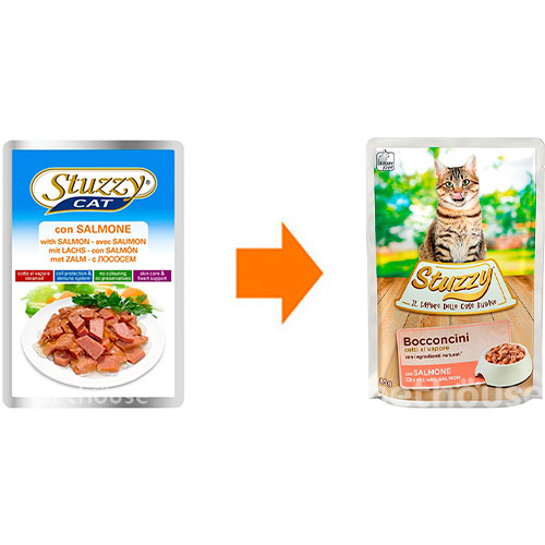 Stuzzy Вологий корм (шматочки в соусі) з м'ясо та м'ясні субпродукти риба лосось для котів