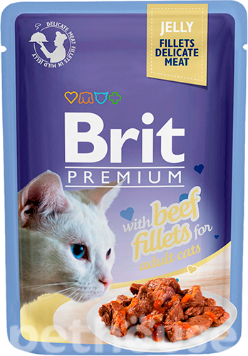 Brit Premium Вологий корм (шматочки в желе) з м'ясо та м'ясні субпродукти яловичина для котів