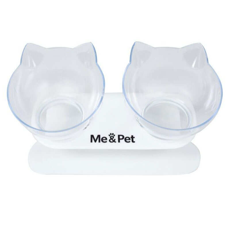 Me&Pet - Миска подвійна пластикова на підставці для котів