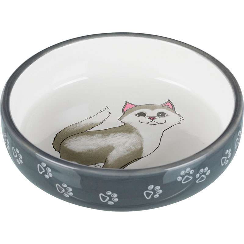 Trixie (Тріксі) Ceramic Bowl - Миска керамічна для кішок з малюнком у сірому кольорі