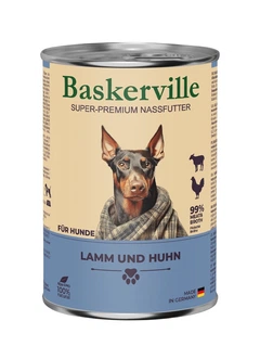 Упаковка вологого корму для собак Baskerville ягня і півень 400г 6шт