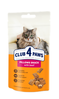 Преміум подушечки для дорослих котів CLUB 4 PAWS з яловичиною, 0.06 кг