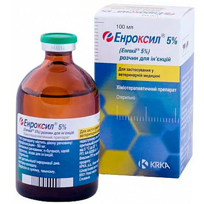 Enroxil (Енроксіл) by KRKA 5% - Антибактеріальний препарат Енроксіл 5% (розчин для ін'єкцій)