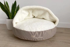 Лежак для Собак та Котів Haustier Lounge Beige з капюшоном XS - діаметр 50см (B10-4-049)