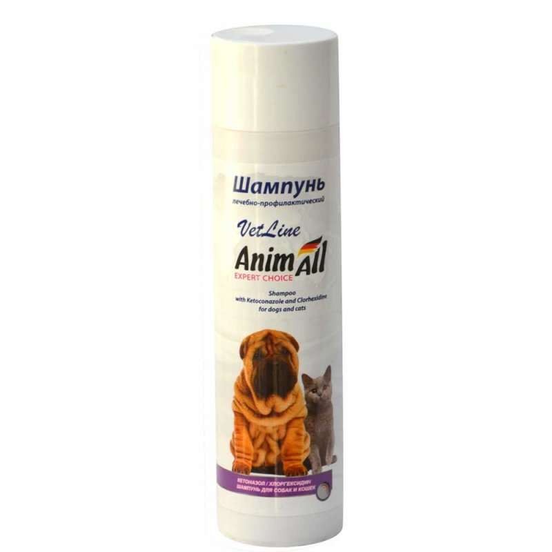 AnimAll VetLine (ЭнімАлл ВетЛайн) Шампунь лікувальний для котів та собак з хлоргексидином і кетоконазолом