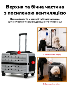 CosmoPet Валіза переноска на колесах з телескопічною ручкою для тварин кішок собак максимальною вагою до 10 кг 44×55×39 см (481196-Prob) Рожевий