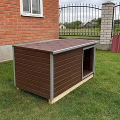 Без бренда Будка для собаки з відкидним верхом з тамбуром, XL+T, 150*75*75 см, коричнева