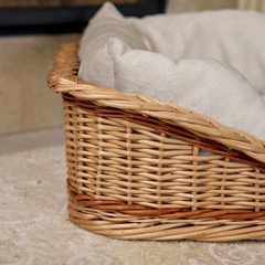 Лежанка кошик для кота собаки з лози OrganicSchef з подушкою Натуральний 60*40 см (809115496986)