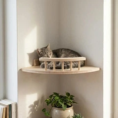 WooWooDen Деревяна полиця-лежанка кутова настінна для кота (дерево)