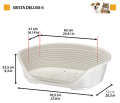 Пластиковий лежак для собак та котів Ferplast Siesta Deluxe 6 світло-сірий 70.5х52х23.5 см 70206914