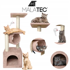 MT Malatec Дряпка для котів 5 рівнів з будиночком та тунелем 90 см Бежевий