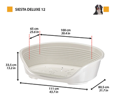 Пластиковий лежак для собак та котів Ferplast Siesta Deluxe 12 сірий 111х80.5х33.5 см 70212947