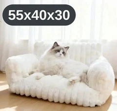 Solve Плюшевий диван-лежанка для котів та собак білий, м’яка тканина, плюш, 55х40х30 KT8001001