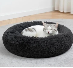 Без бренду Круглий лежак трава для собак, котів та котів бублик 50 см чорна