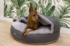 Лежак для Собак та Котів Haustier Lounge Gray з капюшоном XS - діаметр 50см (B10-4-059)