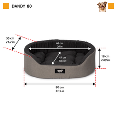 Лежак для собак та кішок Ferplast Dandy C Colour 80 80x55x20 см Сірий з чорним (82944095W6)