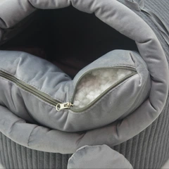 Без бренду Будка для собак і котів з меблевого вельвету та велюру 42х37х37 см сіра (A11BB234B877)