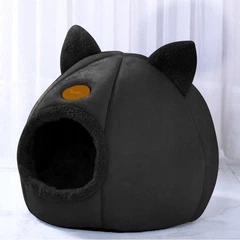 Без бренду Будиночок для котів Purlov закрита лежанка з подушкою 400x360x330 мм текстильний затишний притулок для середніх та дрібних порід тварин з водонепроникним дном та м'яким наповнювачем для сну і відпочин
