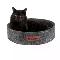 Hi Dog Круглий лежак для собаки та кота з бортиком HiDOG Ø55×14 см, м’яке спальне місце для тварин, сірий (арт. 3682)