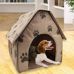 Без бренду Складаний м'який будиночок Portable Dog House для котів і малих собак великий бежевий