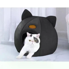Будиночок‑лежак для котів і собак Purlov 36×33 см, чорний