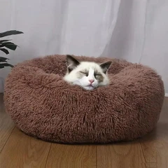 Лежак пуф для котів собак Lesko 552201 L Brown круглий