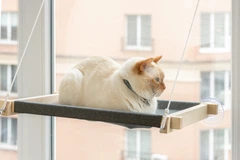 Лежак-гамак на вікно для котів PetJoy wwhite1gray