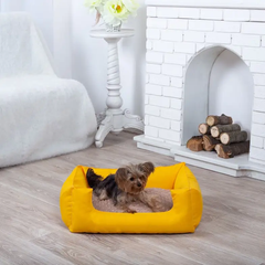 Pet Zoom Лежак лежанка для котів та собак спальне місце 70х50 см (13551-Нов) Жовтий з бежевим