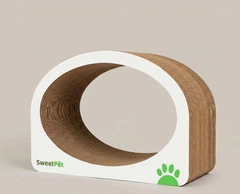 Sweet Pet Кігтеточка-лежанка SweetPet Full Moon для великих та малих котів 60×24×40 см, велика стійка дряпка з тунелем для улюбленців, картонний ігровий комплекс, будиночок-лежак