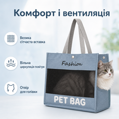 Без бренду Сумка-переноска для котів і маленьких собак PET BAG, блакитна