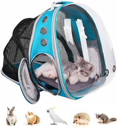 Рюкзак переноска для тварин CosmoPet розсувний для котів та собак 39x34x21 см Синій JDT-0848350