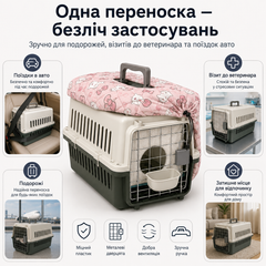 Solve Переноска для котів і собак до 12 кг 48×32×30 см — з підвісною мискою, м’яким внутрішнім вкладишем і зовнішнім захисним чохлом KT8