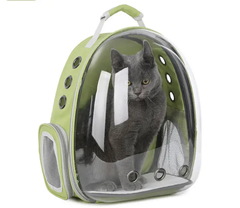 Style Pets Рюкзак сумка перенесення водонепроникна для тварин кішок собак з прозорою стінкою 42х32х28 см (477161-Prob) Фісташковий