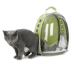 Style Pets Рюкзак сумка перенесення водонепроникна для тварин кішок собак з прозорою стінкою 42х32х28 см (477161-Prob) Фісташковий
