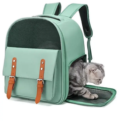 Style Pets Рюкзак сумка перенесення для тварин кішок собак з вентиляцією кишеньковою ручкою для аксесуарів 40x33x23 см (477185-Prob) Зелений