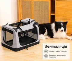 Без бренду Складний манеж-переноска для собак і котів із металевим каркасом - Сірий L