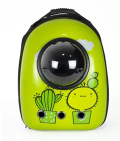 Рюкзак-переноска CosmoPet CP-87 для котів і собак з ілюмінатором 38×28×20 см зелений Кактус
