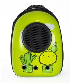 Рюкзак-переноска CosmoPet CP-87 для котів і собак з ілюмінатором 38×28×20 см зелений Кактус