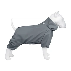 Дощовик комбінезон для собак середніх порід WAUDOG Clothes Collar водонепроникний захисний від бруду з блискавкою на спині сірий розмір M35 довжина 32-35 см обхват грудей 59-62 см шиї 37-40 см (198711